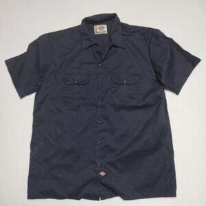 Dickies Navy Blue Button Down Work Shirt Mens XL